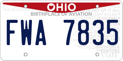 OH license plate FWA7835