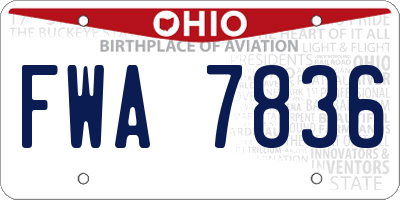 OH license plate FWA7836