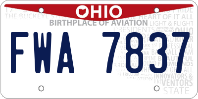 OH license plate FWA7837