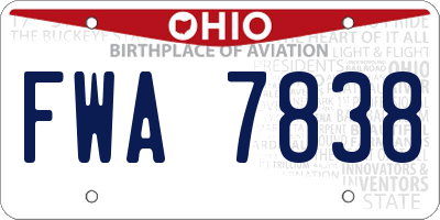 OH license plate FWA7838