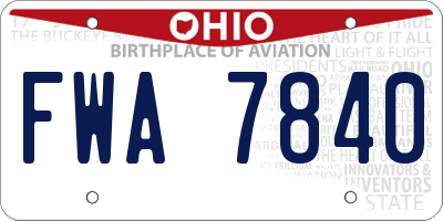 OH license plate FWA7840