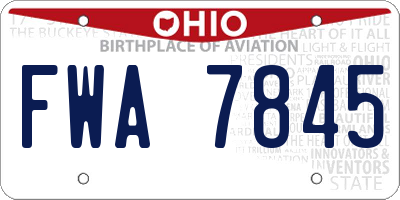 OH license plate FWA7845