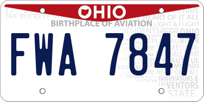 OH license plate FWA7847