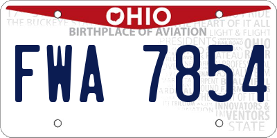 OH license plate FWA7854