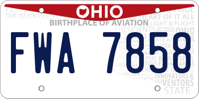 OH license plate FWA7858