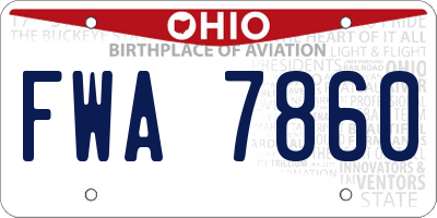 OH license plate FWA7860