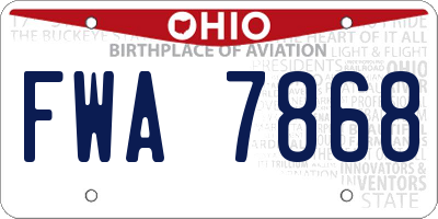 OH license plate FWA7868