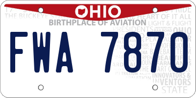 OH license plate FWA7870