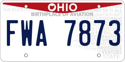 OH license plate FWA7873