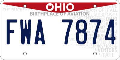 OH license plate FWA7874