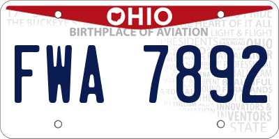 OH license plate FWA7892