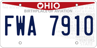 OH license plate FWA7910