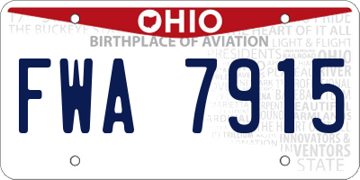 OH license plate FWA7915