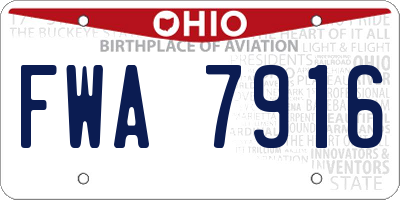 OH license plate FWA7916