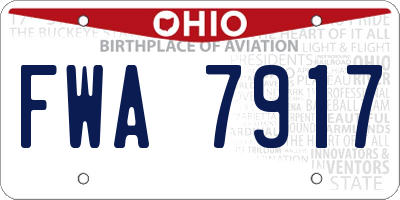 OH license plate FWA7917