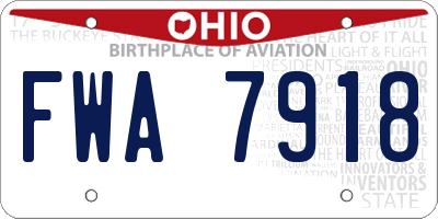 OH license plate FWA7918