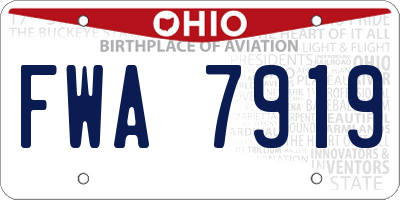 OH license plate FWA7919