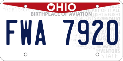 OH license plate FWA7920