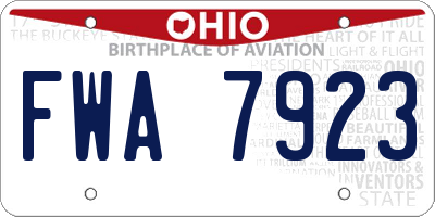 OH license plate FWA7923