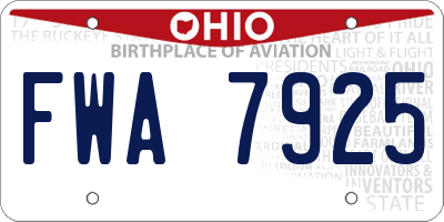 OH license plate FWA7925