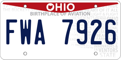 OH license plate FWA7926