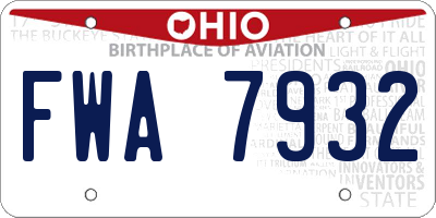 OH license plate FWA7932