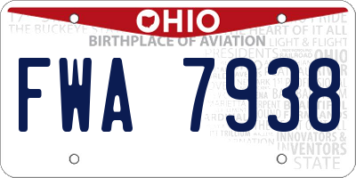 OH license plate FWA7938