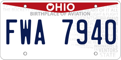 OH license plate FWA7940