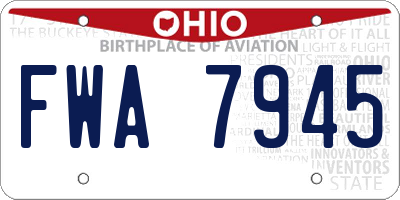 OH license plate FWA7945