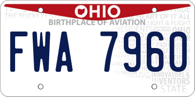 OH license plate FWA7960