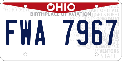 OH license plate FWA7967