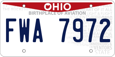 OH license plate FWA7972