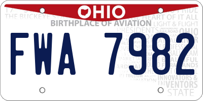 OH license plate FWA7982