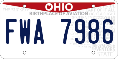 OH license plate FWA7986