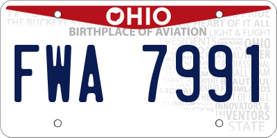 OH license plate FWA7991