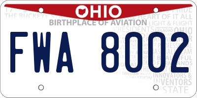 OH license plate FWA8002