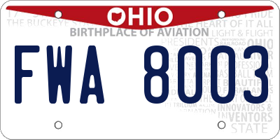 OH license plate FWA8003