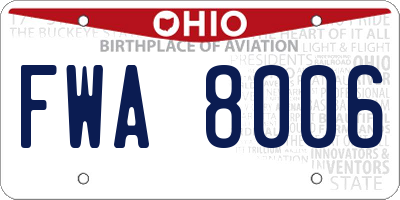 OH license plate FWA8006