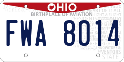 OH license plate FWA8014