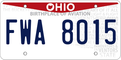 OH license plate FWA8015