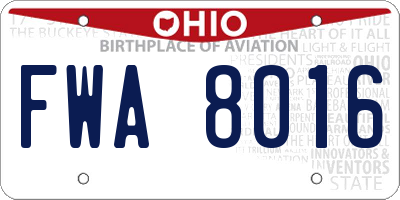 OH license plate FWA8016