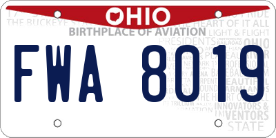 OH license plate FWA8019