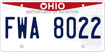 OH license plate FWA8022