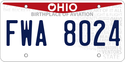 OH license plate FWA8024