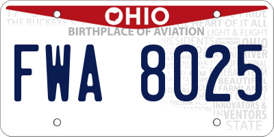 OH license plate FWA8025