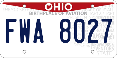 OH license plate FWA8027