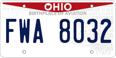 OH license plate FWA8032
