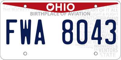 OH license plate FWA8043