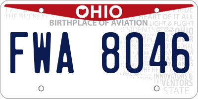 OH license plate FWA8046