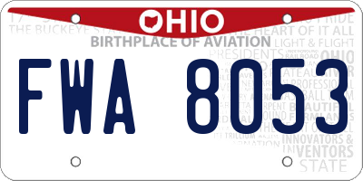 OH license plate FWA8053